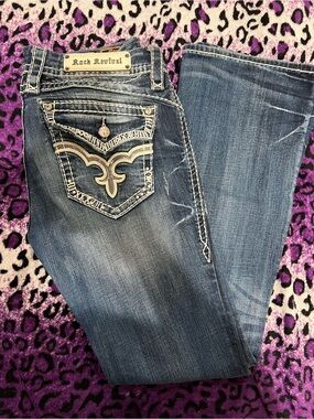 Rock Revival Women's Blue Bootcut Jeans with Embroidered Back Pocket